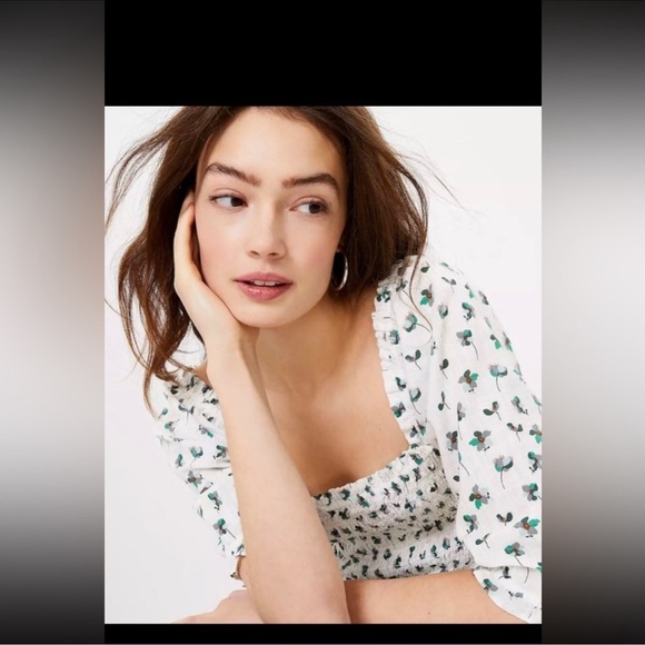 LOFT Plus Floral Smocked Peplum Blouse - Picture 8 of 9